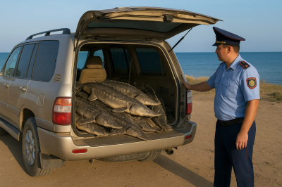 В Мангистауской области задержали браконьера с полтонной осетровых в багажнике
