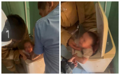 Малыш застрял в стиральной машинке: обошлось без последствий