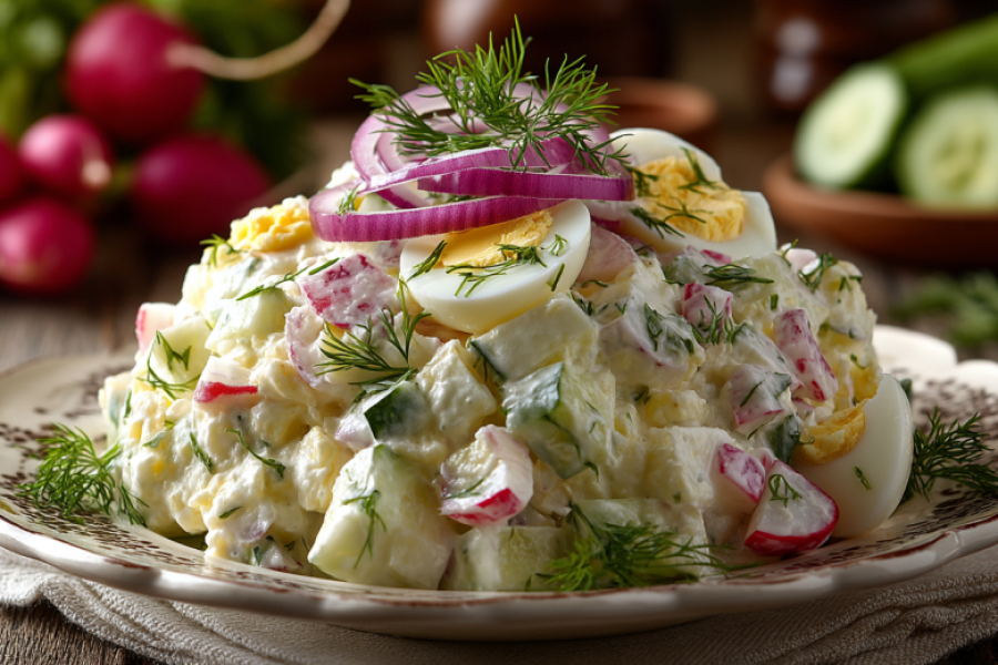 Вместо оливье и крабового с приходом тепла готовлю салат &laquo;Летний&raquo;: свежий, хрустящий, с редисом