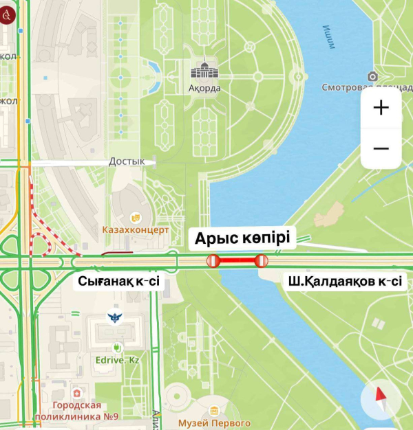 В Астане частично ограничат движение по мосту Арыс